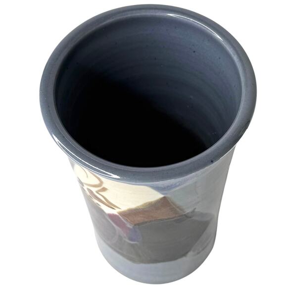 Studio Art Pottery VASE Gray Multi Glaze 9" Alan G Vigland American Crock Signed - Picture 5 of 9